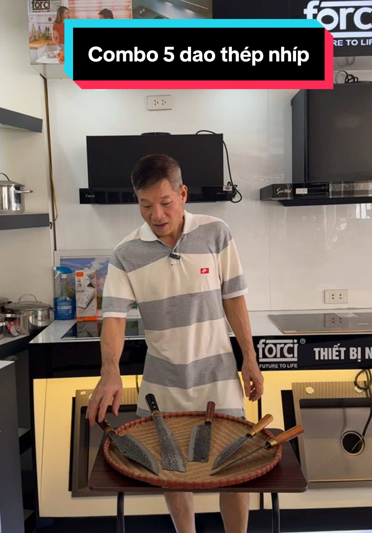 Combo 5 dao thép nhíp sàn cán chuôi gỗ tán đinh chống tụt chuôi #daothepkhongri #daophucvungabep #xuhuong #thinhhanh 