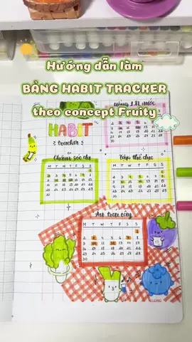 Làm bảng habit tracker theo concept Fruity #klong #habittracker #voolyklong #fypシ゚viral #journaling 