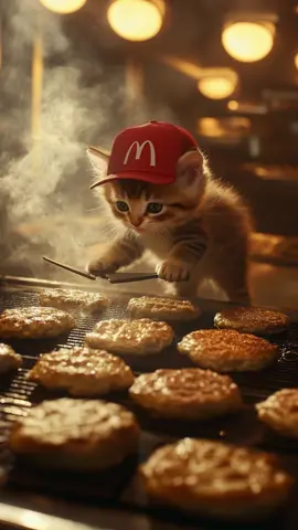 The burgers are always fresh at cat donalds #McDonalds #cats #cattok #viralvideo #funnyvideo #ai #kittens #cattiktok