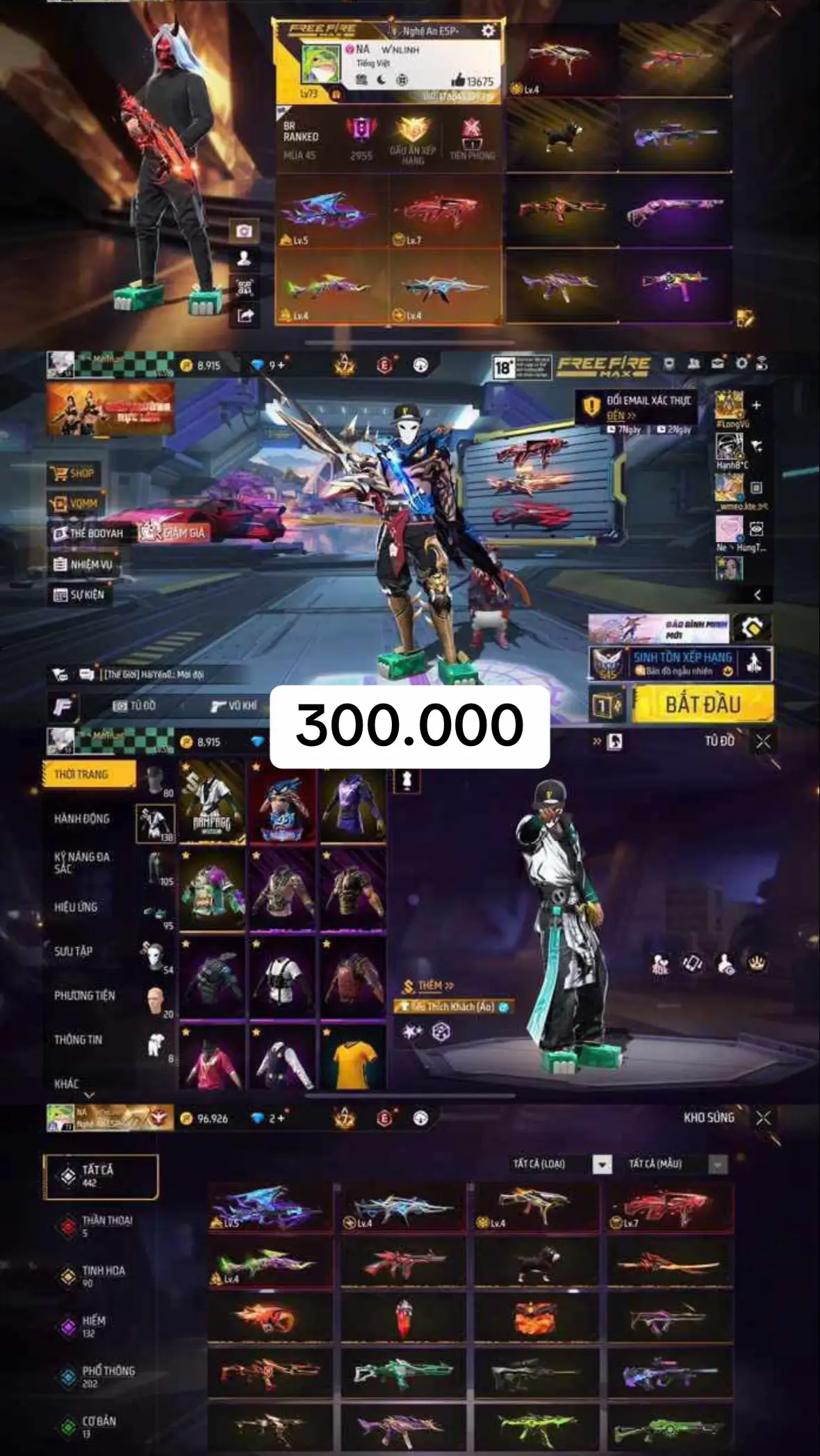 🐲 ACC FREE FIRE siêu VIP đã có mặt! ✅ Súng LV7 – Hành động hiếm – Set rồng, set quỷ đủ cả #ShopAccFF #FreeFireSkin #BanAccFF