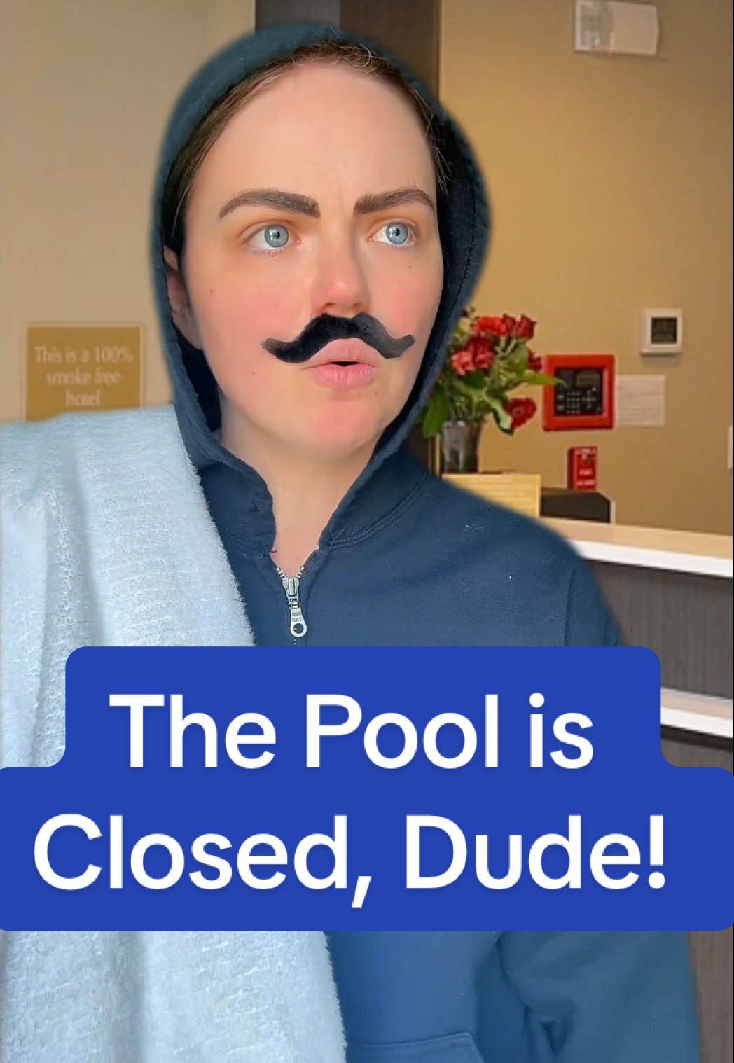Sorry, dude, but we’re not opening the pool back up so you and your buddies can go splash around… 🤦‍♀️ #skit #hotel #talesfromthefrontdesk #frontdesklife 