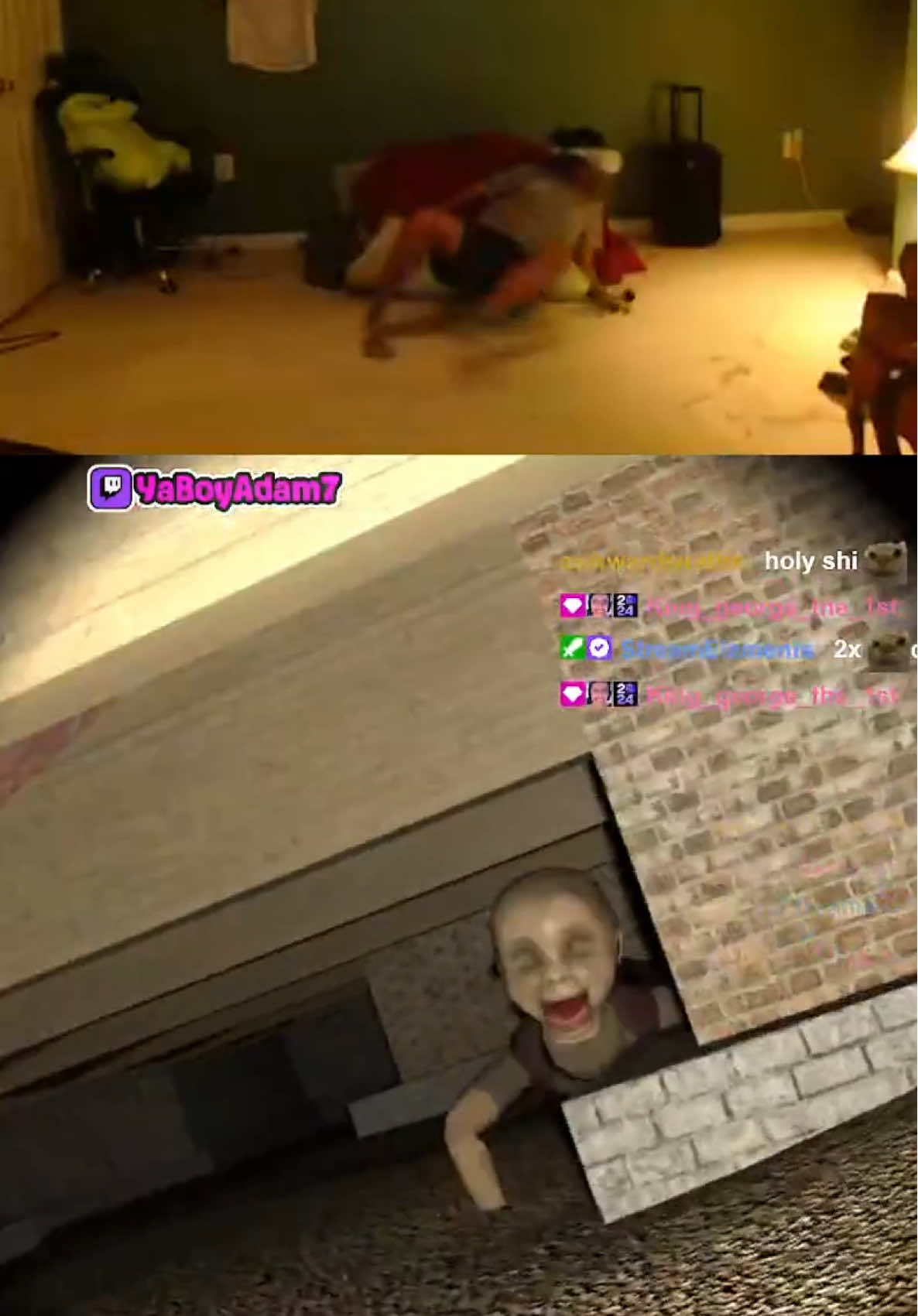 no way bro is ACTUALLY crawling on the floor 😭💀 #yaboyadam7 #twitchclips #vr #crawlspace #caseoh 