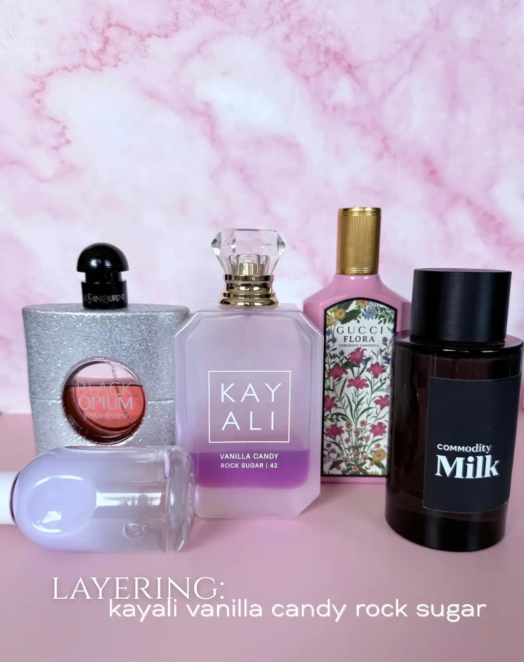 layered ft. @Kayali vanilla candy rock sugar✨🍭💜 🫧 #perfumetiktok #viral #skin #perfumetok #sephora 