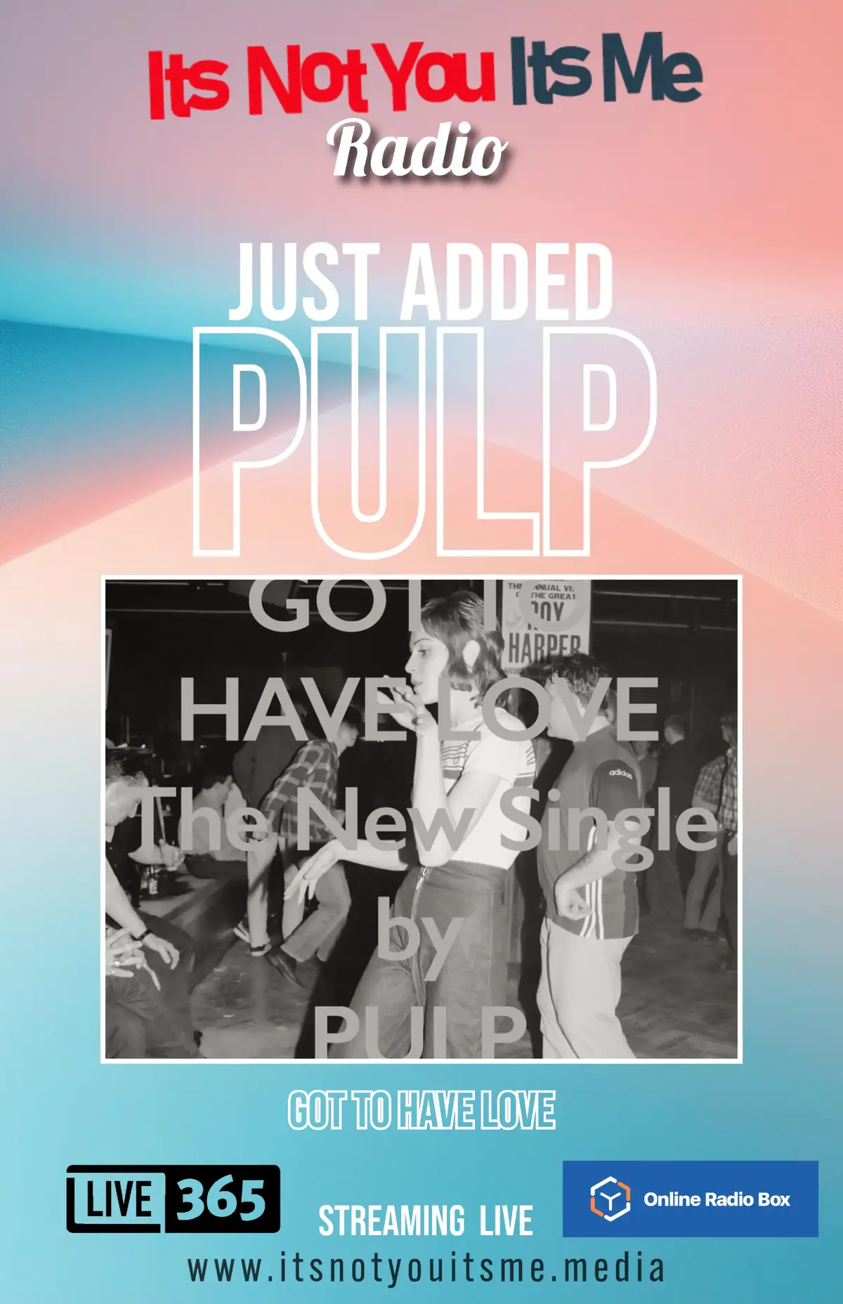🔥 **Just Added!** 🔥   New music from Pulp, now streaming on It’s Not You It’s Me Radio! @welovepulp  Don’t miss out—tune in and feel the vibe: itsnotyouitsme.media