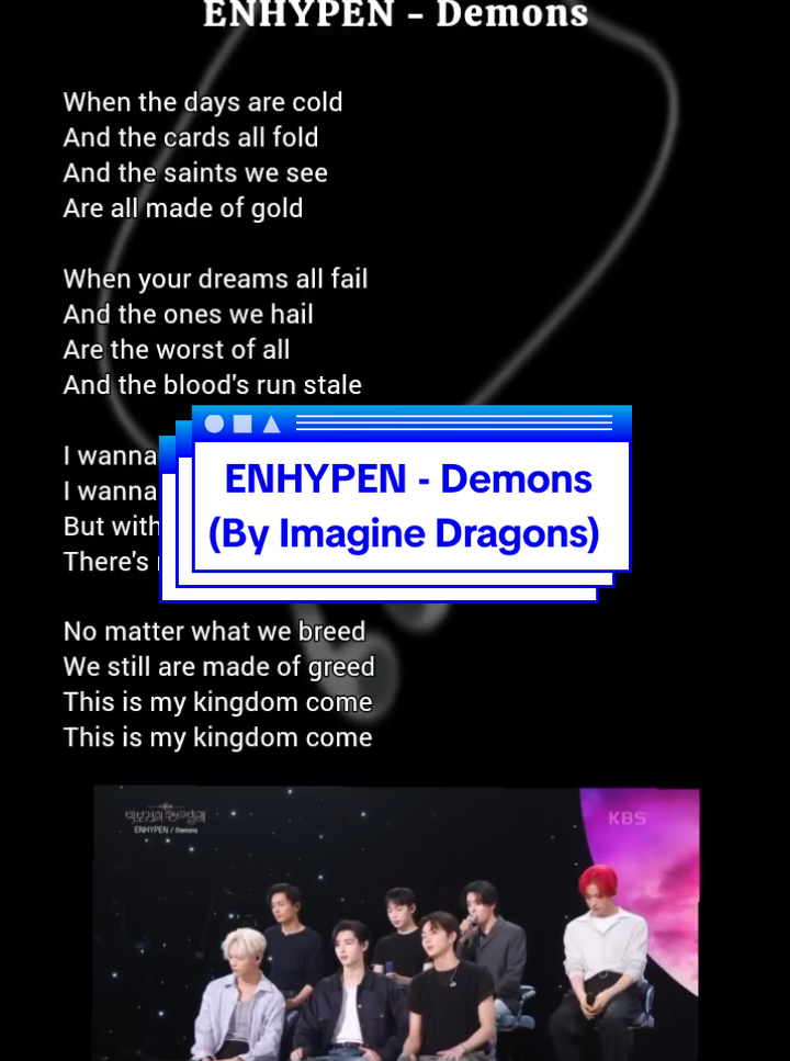 ENHYPEN - Demons (By Imagine Dragons), Lyrics #easylyrics #lirik #demons #cover #enhypen #engene 