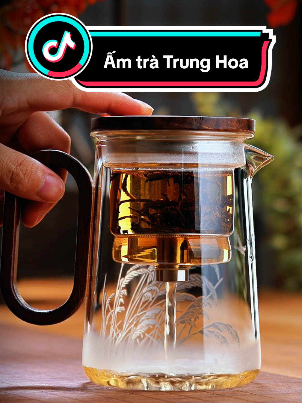Ấm trà thủy tinh Trung Hoa có lõi lọc tự động #xuhuong #trendingvideo #amtrathuytinh #amtra #amtratrungquoc 