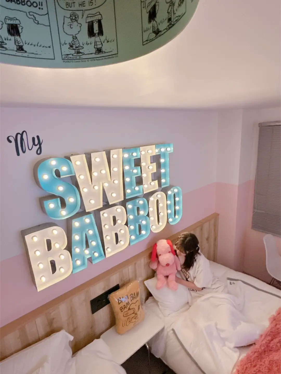 天井のライトがめっちゃ可愛いの気付いた？？💡 #ピーナッツホテル #スヌーピーホテル #スヌーピー 