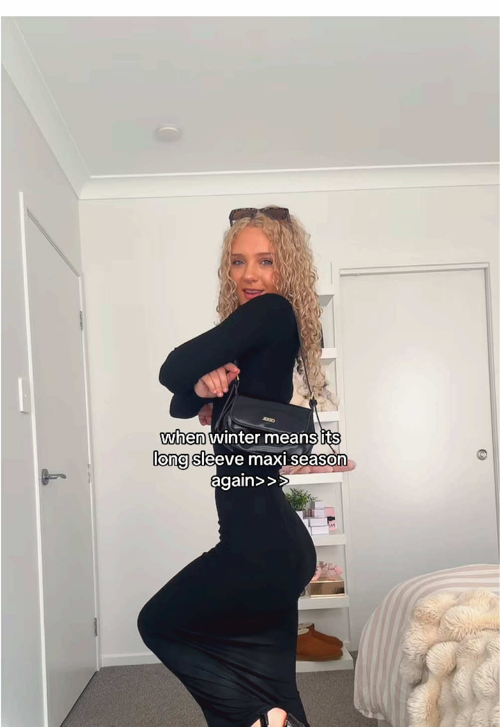 @City Beach use code “FRESHFIT” for $$$ off!! #citybeachaustralia #foryou #fyp #OOTD #barnardmeg #maxidress #winter #relatable #curlyhair #dress #longsleevemaxidress 