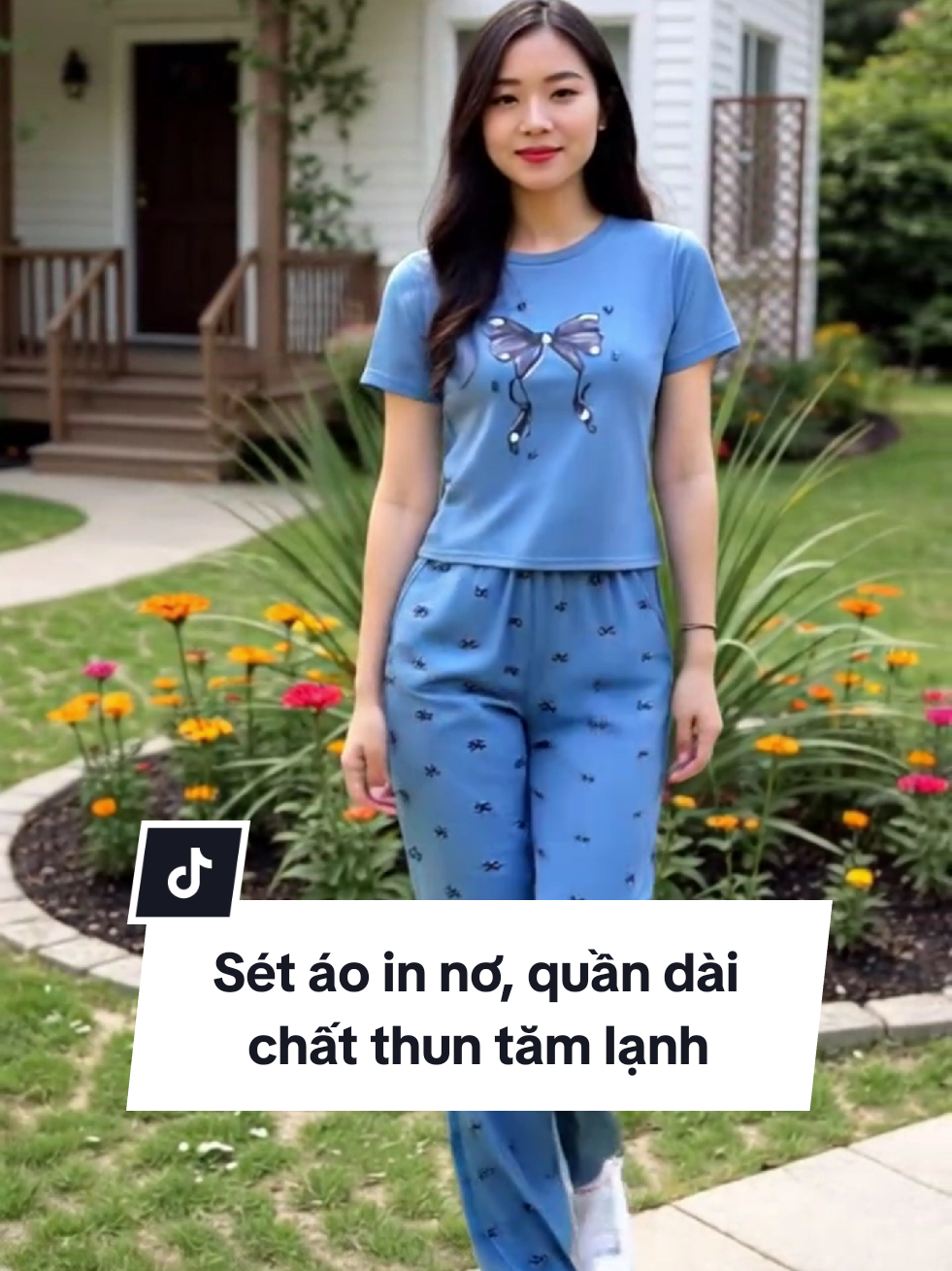 Sét bộ thun tăm lạnh. Áo in nơ, cổ tròn kết hợp quần dài #linhtaphoa20 #setdo #setdoxinh #bodo #bodoxinh #bomacnha #bodomacnha 