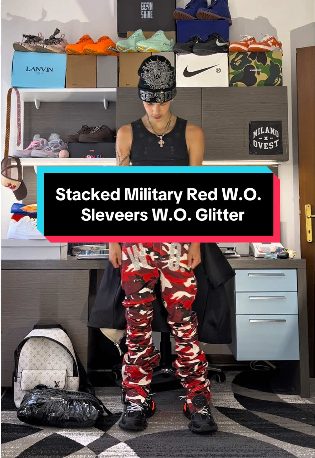 Stacked Military Red VVS W.O. e la nostra nuova cannotta estiva W.O. 🐺📈✨ Cosa dite facciamo un Restock completo e un nuovo drop?? 🐺👀🤷🏻‍♂️ #clothingbrand #fashion #stackedpants #stackedjeans #reverse #vvs #shine #Summer #drip #restock #drop #soon #out #viralvideos #perte 