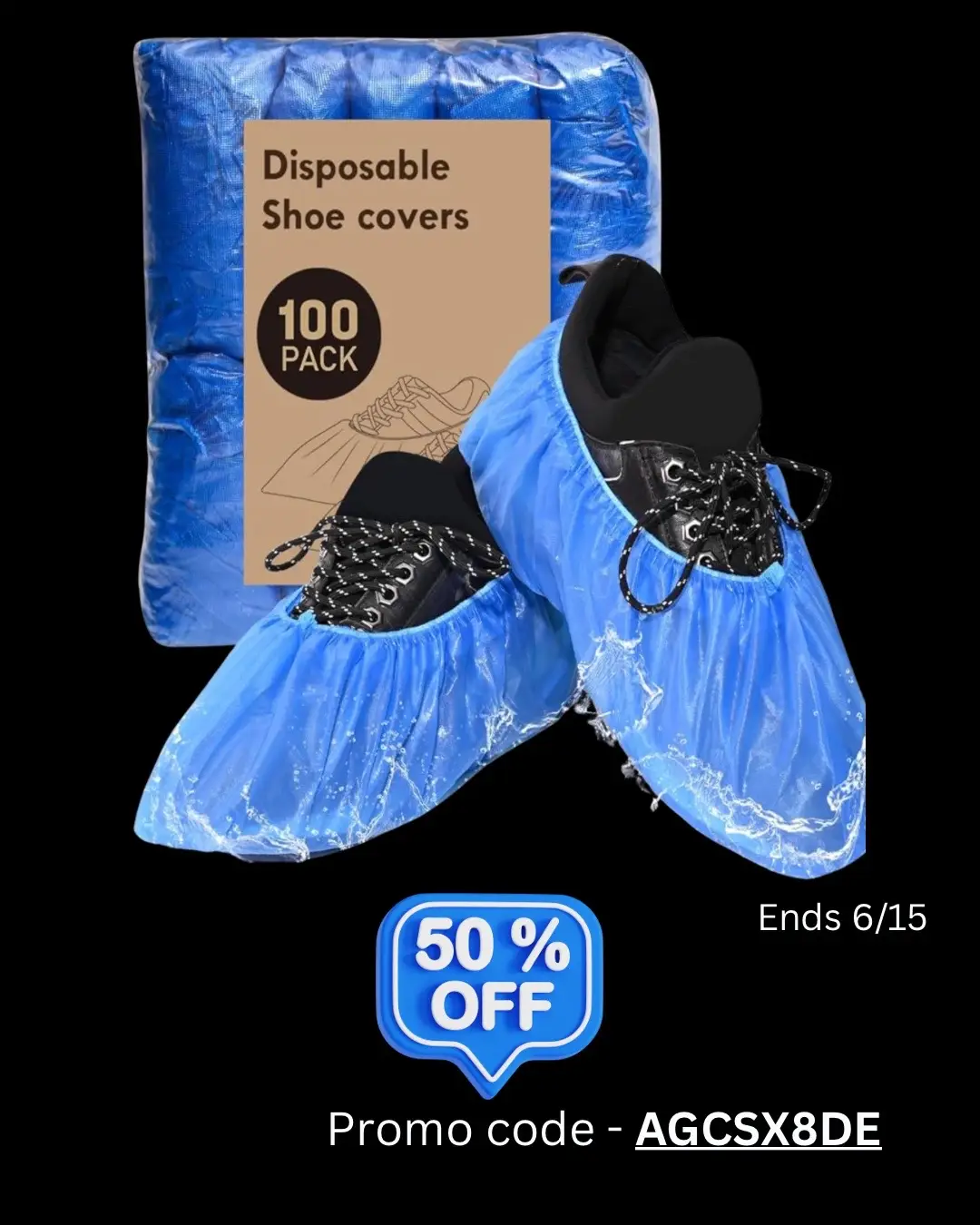 Disposable Shoe Covers  100pcs  50% OFF  Ends 6/15 (while supplies last) Promo Code AGCSX8DE 🔗https://amzn.to/4kUJezd