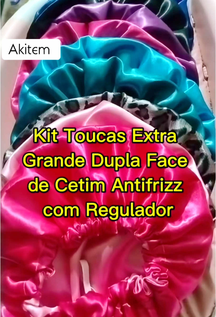 Kit Toucas Extra Grande Dupla Face de Cetim Antifrizz com Regulador #touca #cetim #duplaface #tiktokshop #tiktokshopbrasil #CapCut 