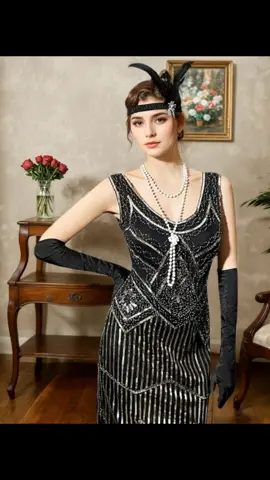 7 Pieces 1920s Flapper Great Gatsby Accessories Set, Roaring 20 's Theme Set with Headband Headpiece Long Black Gloves Necklace Earrings for Women#1920s #flapper #accessories #greatgatsby #1920sstyle 