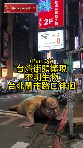 台灣街頭驚現不明生物 (Part 08) -- 台北鬧市路口徘徊，恐引起民眾恐慌 #AI影片 #純屬虛構 #台北 #fyp #weirdcore #aivideo