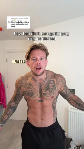 Replying to @Big up mike Tyson’s tiger💪 never go blue banana for a piercing… #fyp #nipplepiercing #tattoos  