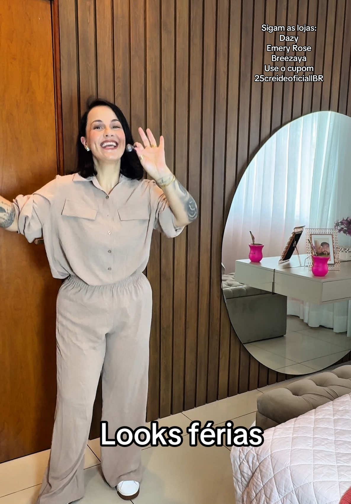 Gostaram dos looks viagem? 🧳Com certeza todos esses looks fariam parte da minha mala de férias ✨ Use 25creideoficiallBR para ganhar descontos! Sigam as lojas abaixo ⬇️  🆔 Peças: 📍Loja Dazi  Conjunto pantalona e camisa cor caqui 🆔 28464716 Conjunto saia e colete corino verde 🆔 52388612 📍Loja Emery Rose Jaqueta moleton pelúciada preta, rosa e cinza  🆔 22518133 Casaco tipo lã batida marrom 🆔 44807798 Conjunto calção e camiseta verde  🆔 12750424 Conjunto calção e camiseta rosa 🆔 2838471 Conjunto calça e jaquetinha verde 🆔 41524446 Vestido preto com estampa na frente 🆔 34639381 📍Loja Breezaya Vestido oncinha 🆔 41089755 #SHEINtrends #VacayTrends  #SHEINforAll  @sheinbrasil @sheinofficial  @SHEIN @SHEIN Brasil 