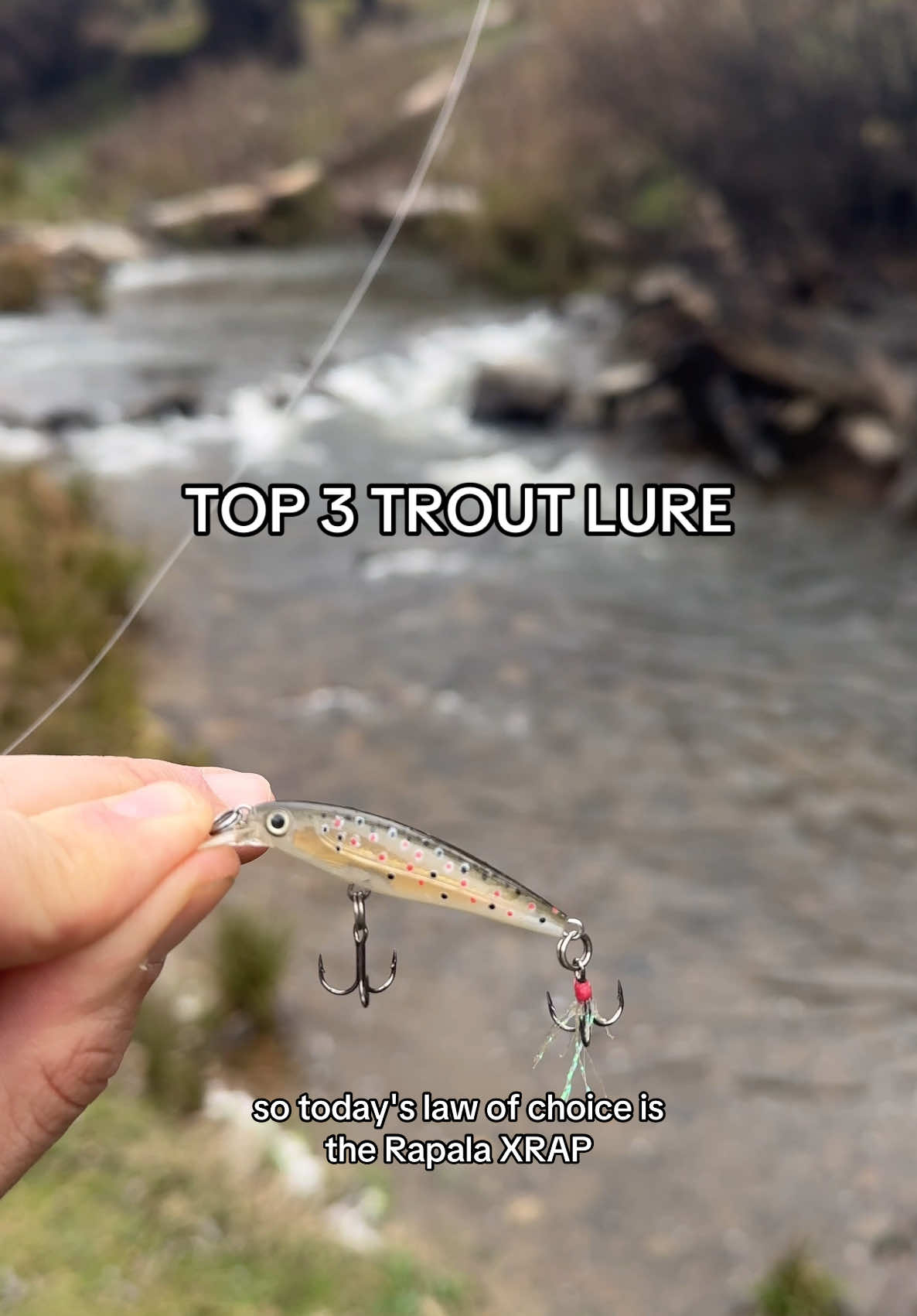 A slow retrieve while casting up stream seems to really work well for these guys. What’s your go to trout lure? #fyp #rapala #rapalaxrap #troutfishing #trout #fishing #howtocatchatrout #browntrout #troutlure #flyfishing