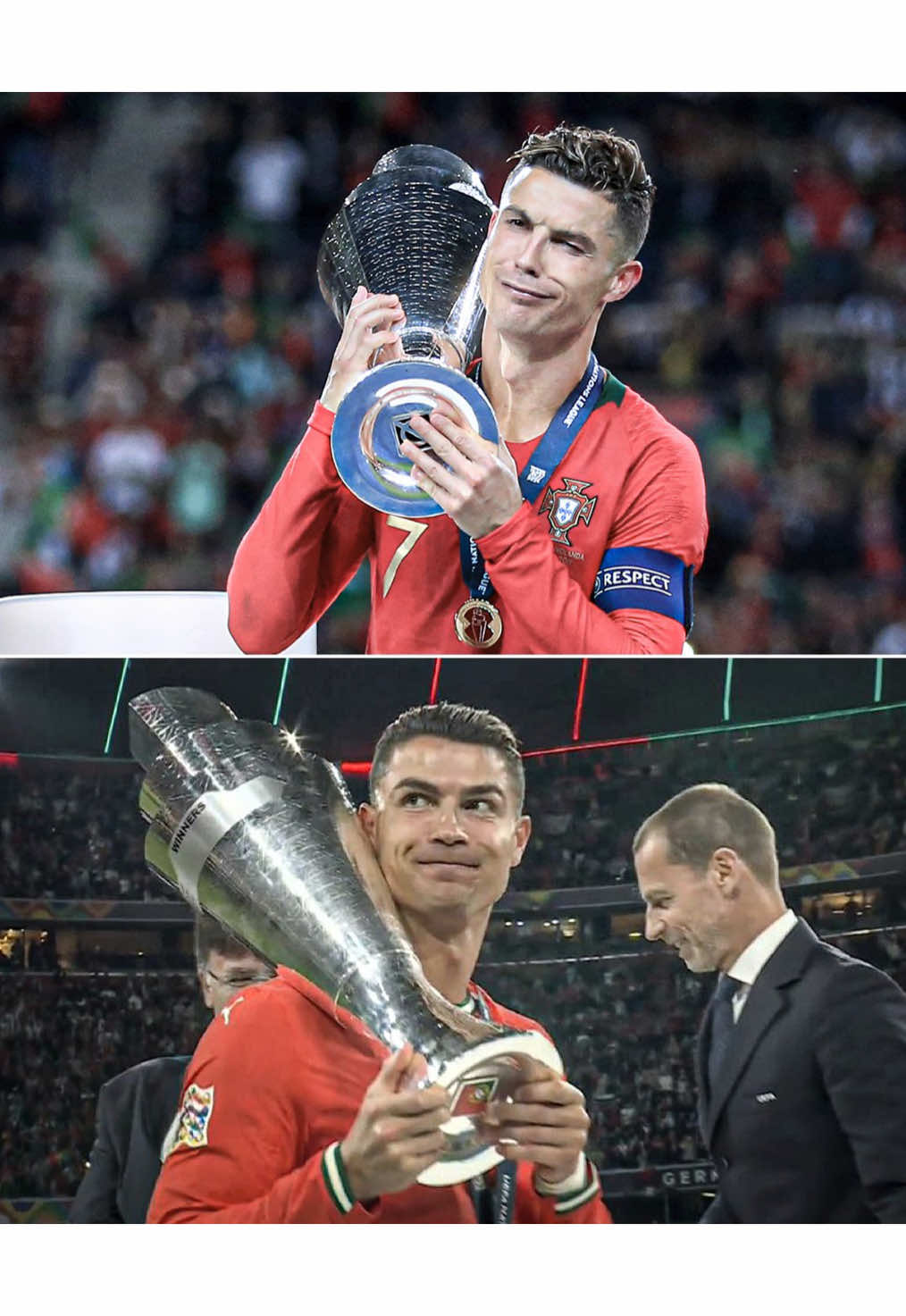 From 2019 to 2025, Cristiano Ronaldo proves age is just a number 🐐🔥  lifting the UEFA Nations League trophy TWICE  🏆🇵🇹 #Ronaldo #CR7 #GOAT #Portugal #NationsLeague #FootballLegend #lamineyamal #CristianoRonaldo #SoccerTikTok #Ronaldo2025 #FYP #FootballHighlights #UEFANationsLeague #viralfootball #ronaldomagic #goattier