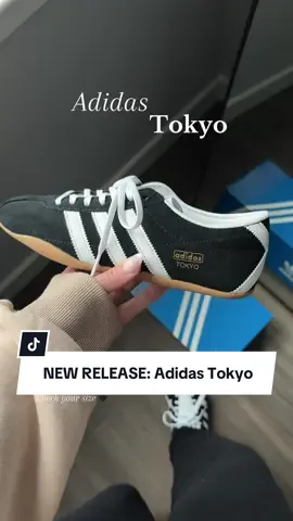 Would you wear these? Adidas just released a BRAND NEW silhouette— Adidas Tokyo. A more simplified Adidas Samba 🖤👟☁️ #adidastokyo #adidas #adidasrelease #newshoes #simplesneakers #womensneakers #summershoes #itgirlshoes #flykicks 