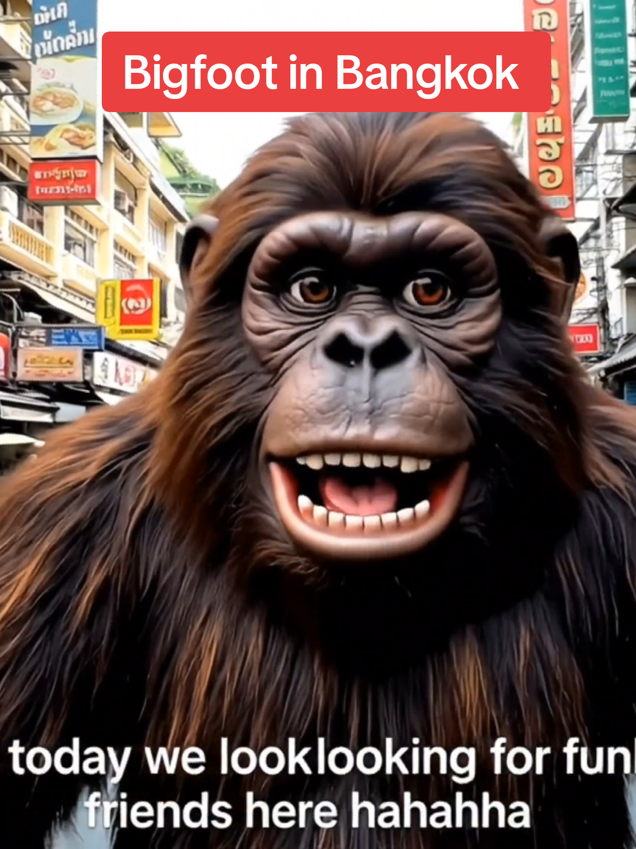 Bigfoot walk in Bangkok street #outerbanks #outdoorcooking #bigfoot #bigfootisreal #yeti #frypgシ 