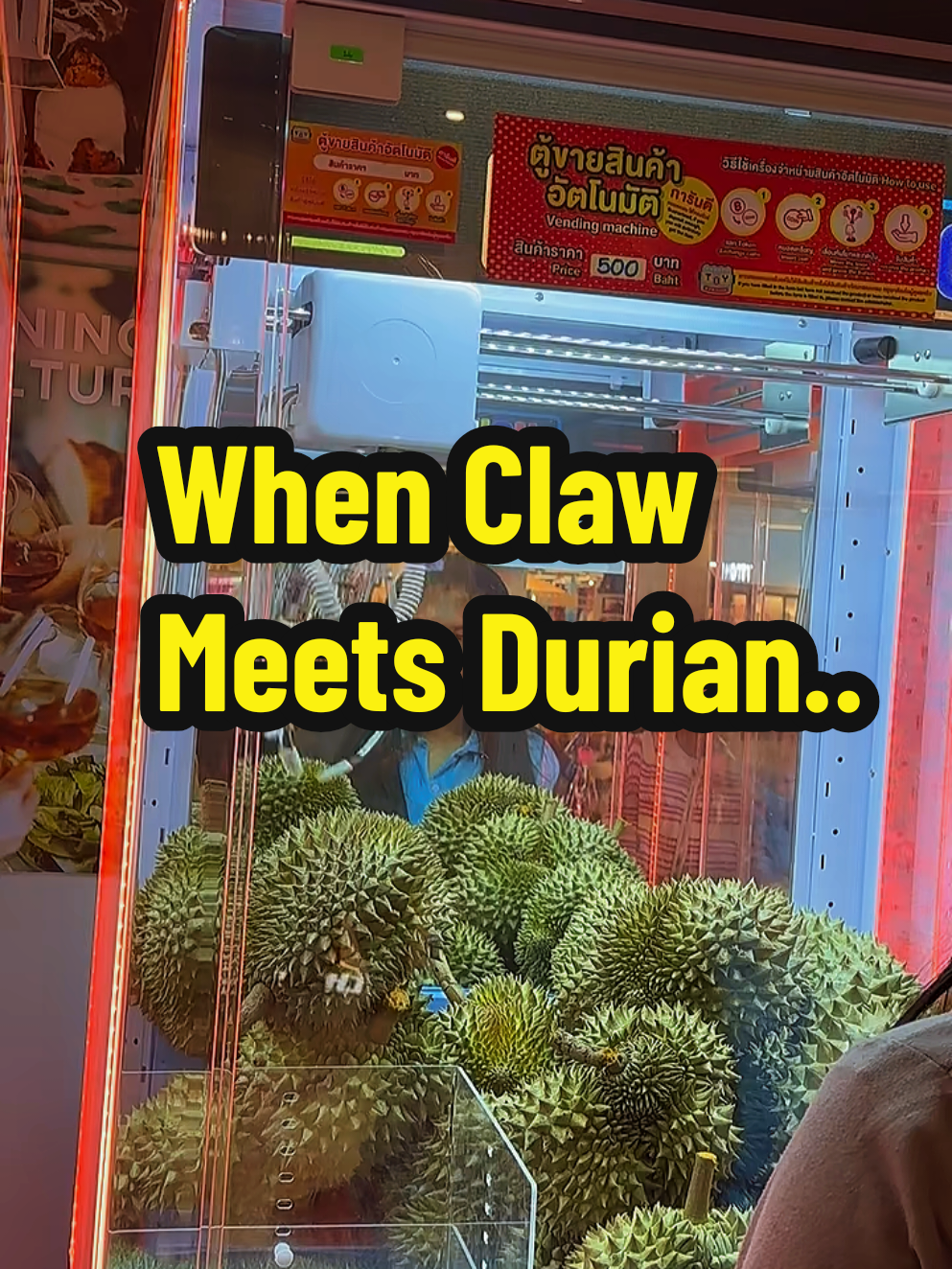 You've seen claw machines with teddy bears and plush toys, but this one is on a whole new level! Instead of stuffed animals, this machine is filled with real durians! Watch as people try their luck picking up the king of fruits with a claw. Will they succeed or fail hilariously? A wild and spiky twist on a classic game you have to see to believe! #DurianClawMachine #WeirdGames #FunnyMachines #ClawChallenge #DurianLovers #UniqueVending