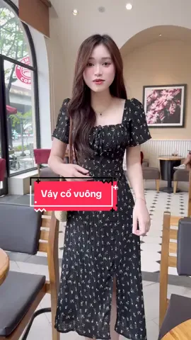 Hoa nhí cổ vuông xẻ tà