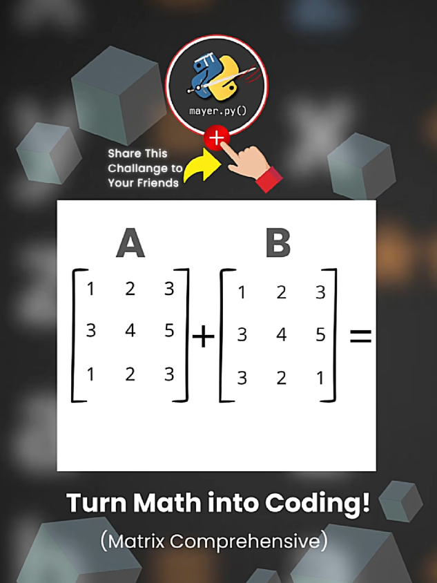 ⭐Use  .array() method in numpy to store a number as Collect data. ⭐in this case we use for calculating a number as a matrix. you can use arithmetic operator like + for addition or * for Multiply the matrix #mayeras #programming #python #coding #computerscience 