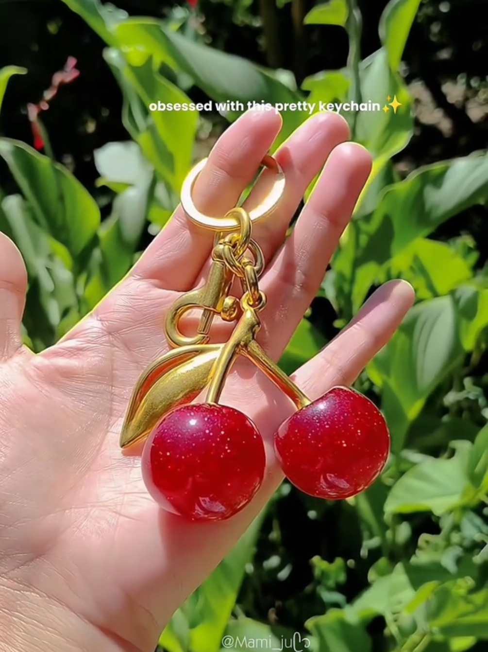 I'm so obsessed with this pretty cherry keychain ✨🍒  #keychain #keychains #bagcharm #cherry #cherrykeychain #bagaccessories #cherrycharm #keychainforbag 