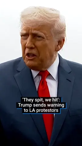 This is what Trump's had to say after deploying 2,000 National Guard troops in LA and suggesting that the Marine Corps could be brought in to deal with protestors.  It's all broken out in response to ICE immigration raids after Trump pledges to arrest around 3,000 suspected illegal migrants every day. Rioters blocked off a major road and set self-driving cars on fire as police used tear gas, rubber bullets and flash bangs to control the crowd. #fyp #donaldtrump #losangeles #protestors #usnews #ustiktok🇺🇸 #nationalguard #chicago #newyorkcity #newsupdate
