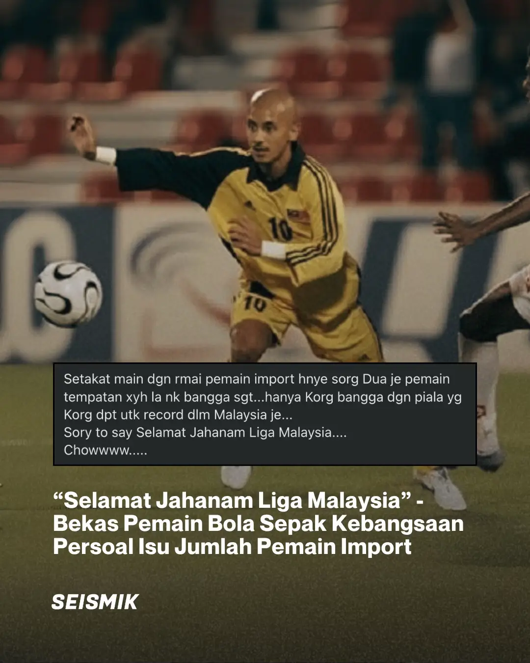 'Maestro' tengah Malaysia pada era 2000-an, Hardi Jaafar tampil persoal dengan rasa kecewa mengenai isu pemain import baru-baru ini.  Apa pendapat anda? 🤔