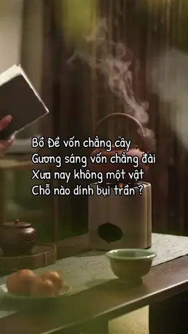 Bài Kệ của Lục Tổ Huệ Năng (Vị Tổ Thiền Tông cuối cùng) 🔹 “Bồ Đề vốn chẳng cây”: Ý chỉ rằng quả Bồ Đề không phải là cây có hình tướng cụ thể. 