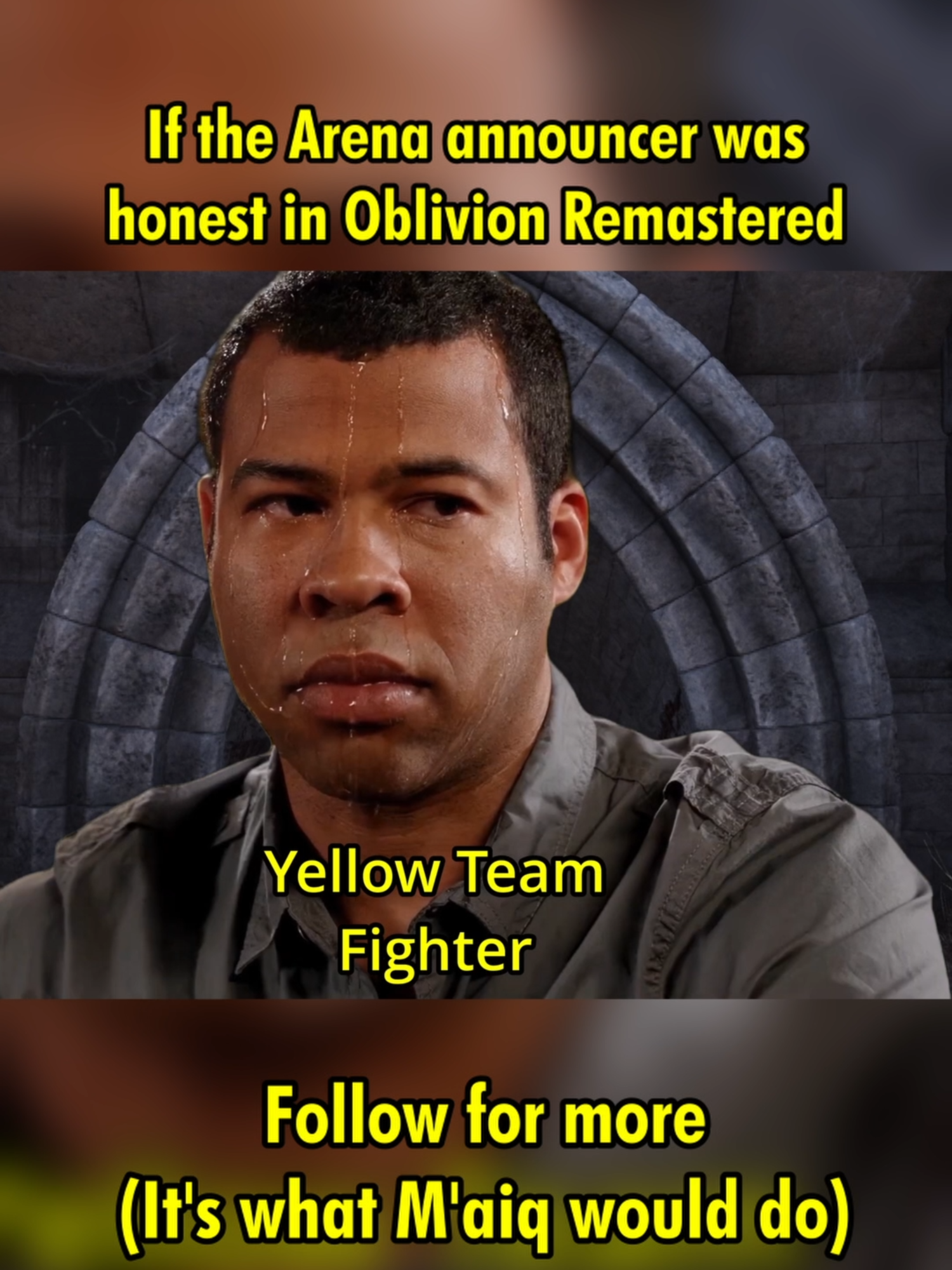 I guess it's possible the yellow team fighter could defeat the Hero of Kvatch in Oblivion #gaming #gamingmemes #oblivionremastered #oblivion