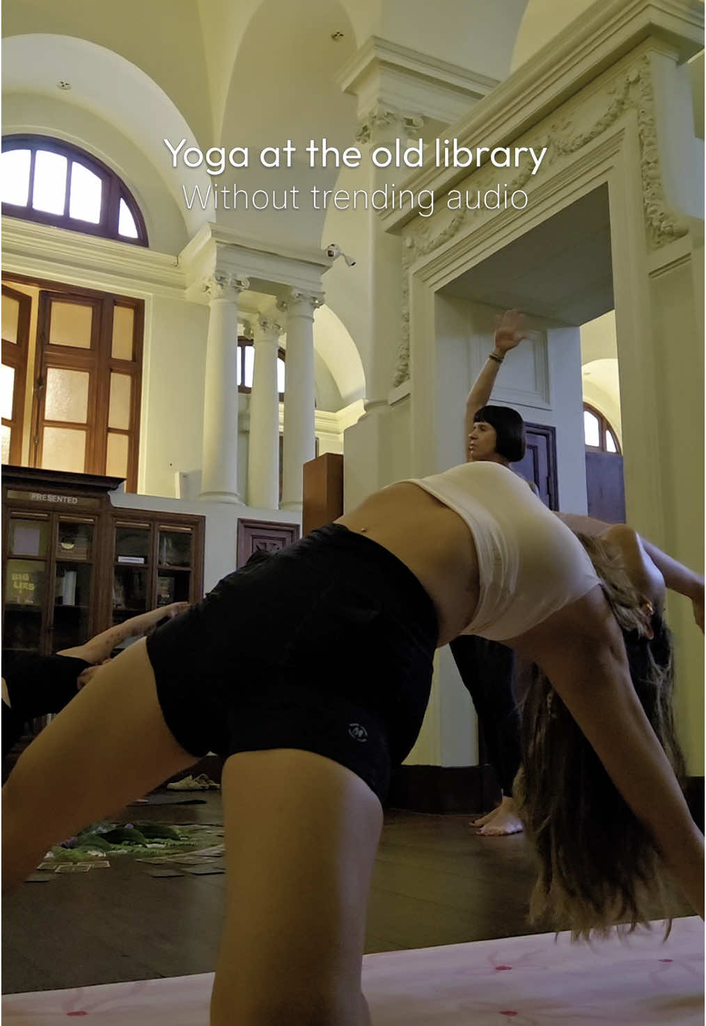 Yoga at Bangkok's 100 year-old library 🧘🏻‍♀️📚  Wanna do it? ใครอยากให้มารีวิวแบบเต็มๆบ้างคะ Yoga mat from @exciting.store  #yoga #โยคะ #ออกกำลังกาย #yogabangkok #wellnessbangkok #โยคะเพื่อสุขภาพ #workoutinspo #Bangkok #thailand #fyp #tiktokออกกำลังกาย #studioreview 