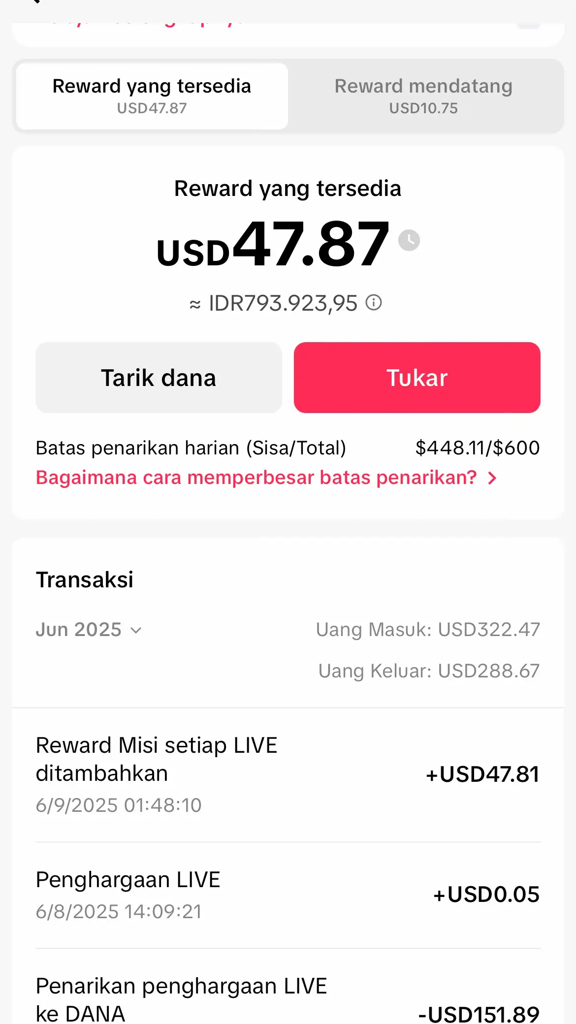 Alhamdulillah rewaddd mingguan alhamdulillah dapat 😂😂😂 padahal udh galau kemarin potongan banyak…. Semangat terus para host usahakan kita bisa dpt misi kita biar rewad minggguan dapat😂😂😂🤗🤗🥱🥱🙏