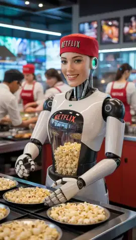 Robot from @Netflix making some popcorns for her guests #netflixseries #netflixandchill #popcorn #popcorn🍿 #robot 