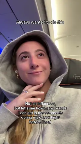 Risking the embarrassment of getting 0 comments😅 #longflight #comment #fyp #howmanybrandscancomment #brands #flying #travel 