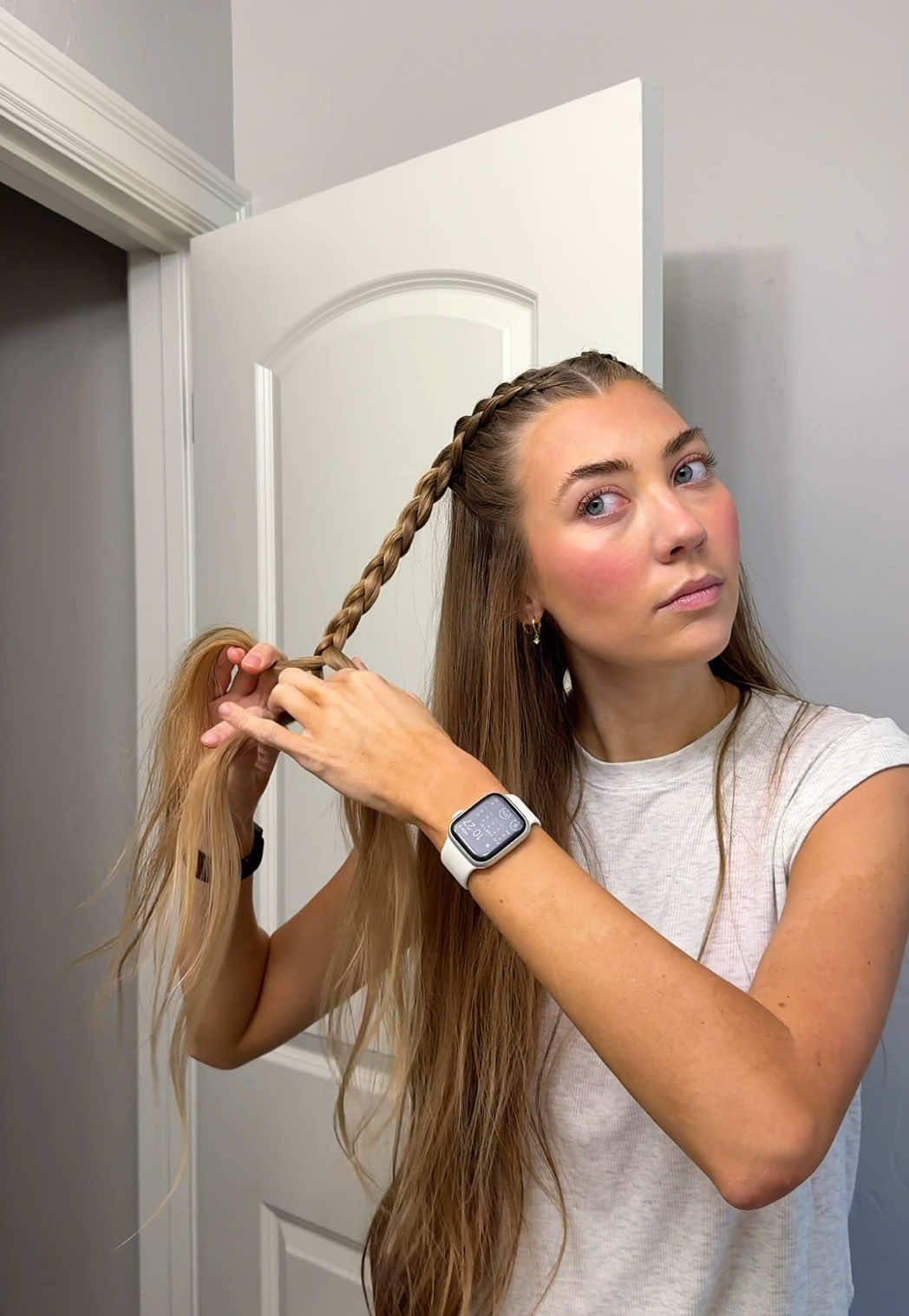 Going swimming after work today !!! this hairstyle is one of my favorites becuase it keeps my hair out of my face all day long  #hairtok #hairtutorial #hairinspo #summerhair #braids #healthyhair #summerhairstyles #braidedhairstyles #summervibes #grwm 
