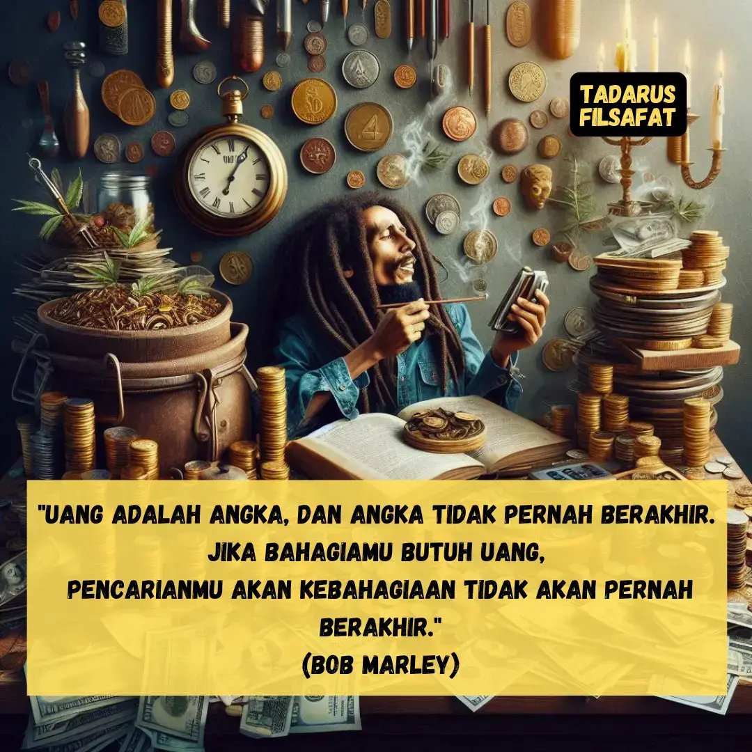 Di tengah hiruk-pikuk dunia yang seringkali mengukur nilai diri dan kesuksesan dari akumulasi harta, Marley mengingatkan kita pada sifat tak terbatas dari angka. Uang, sebagai representasi angka, selalu bisa bertambah, selalu bisa lebih banyak. Jika kita menambatkan kebahagiaan pada sesuatu yang secara inheren tak terbatas, maka pencarian kebahagiaan itu sendiri akan menjadi perjalanan tanpa akhir. Ini adalah jebakan fatalisme yang seringkali kita masuki: selalu ada target finansial berikutnya, selalu ada barang yang lebih mewah, selalu ada investasi yang lebih besar. Paradigma ini mengunci kita dalam siklus keinginan yang tak pernah puas, di mana kebahagiaan sejati terus-menerus digantungkan di cakrawala yang tak pernah kita raih.  Marley mengajak kita untuk merenungkan kembali: Apakah kebahagiaan itu adalah tujuan eksternal yang harus dicari, ataukah ia adalah kondisi internal yang bisa ditemukan di sini dan sekarang, terlepas dari deretan angka di rekening bank?