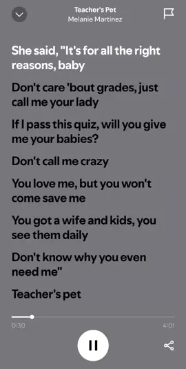 Teachers Pet by Melanie Martinez #fyp #music #musica #viral #songs #vibe #vibes #trend #spotify #spotifylyrics #songlyric #musiclyricsvideos #musiclyrics #song #teacherspet #Melaniemartinez @Maikel Noah. 💤 