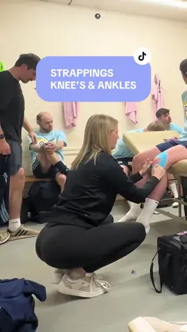 Strapping up knee’s and ankles before the lads go out to play ⚽️🤍 #issy #IssyAnderson #rehab #injury #MicdUpIssy 