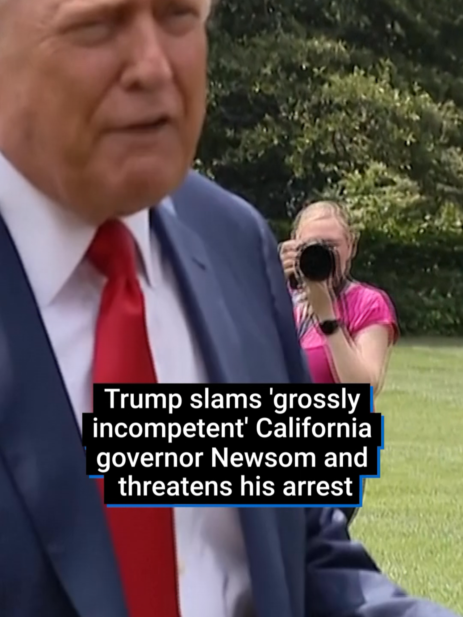 Donald Trump indicated he would support the arrest of California's governor Gavin Newsom amid pro-immigration protests in the state. #fyp #US #USnews #DonaldTrump #thewhitehouse #ICE #immigration #California #protests #gavinnewsom
