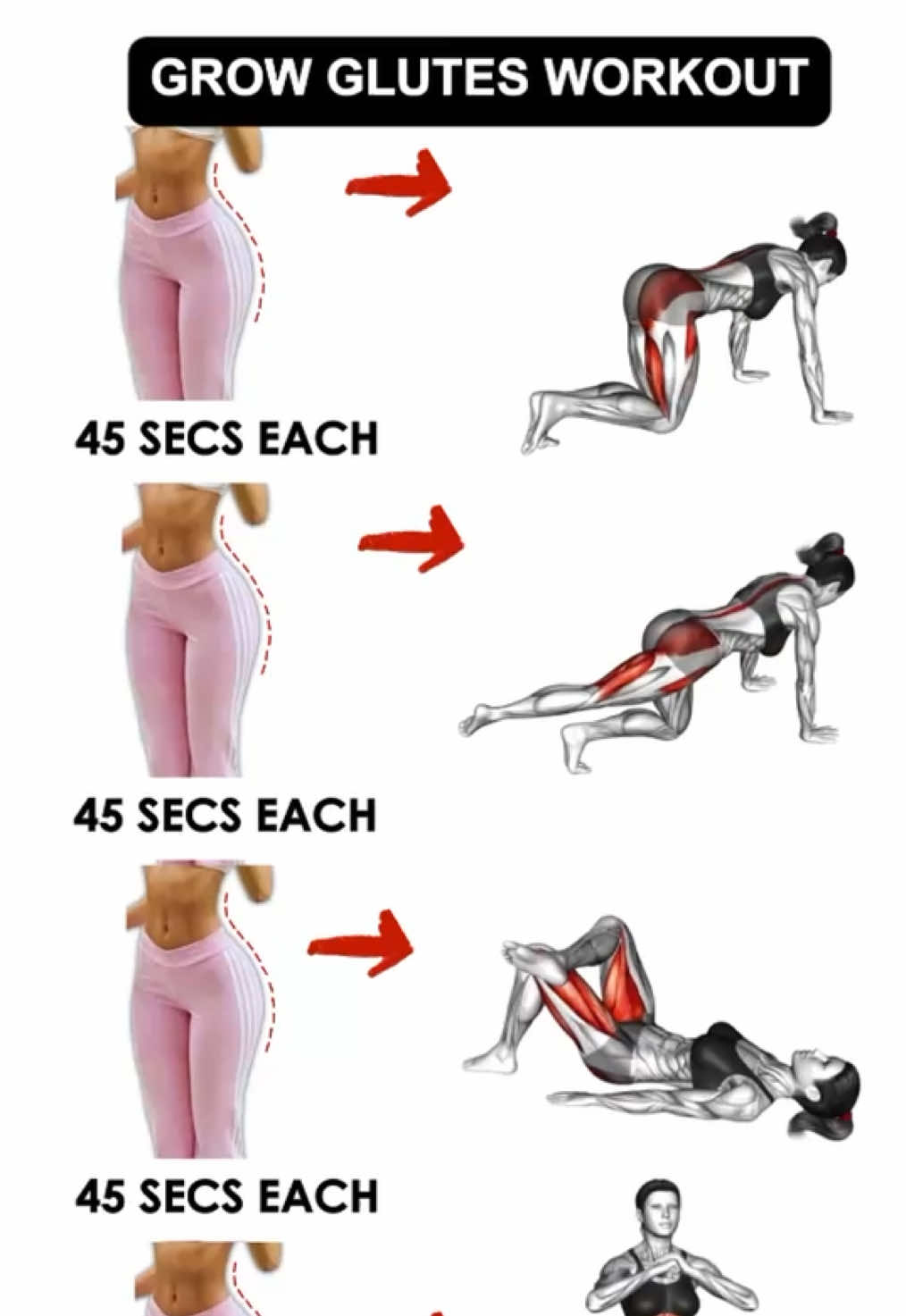 How to grow glutes fast. Follow this buttocks exercise routine for bubble butt. Click link in bio for full video #glutesworkout #glutetransformation #legday #femalefitness #homeworkout #viral #fyp #Fitness #fitnesschallenge #lazygirlworkout #prettylittlebaby #homeworkout #foryoupage #capcut_edit 