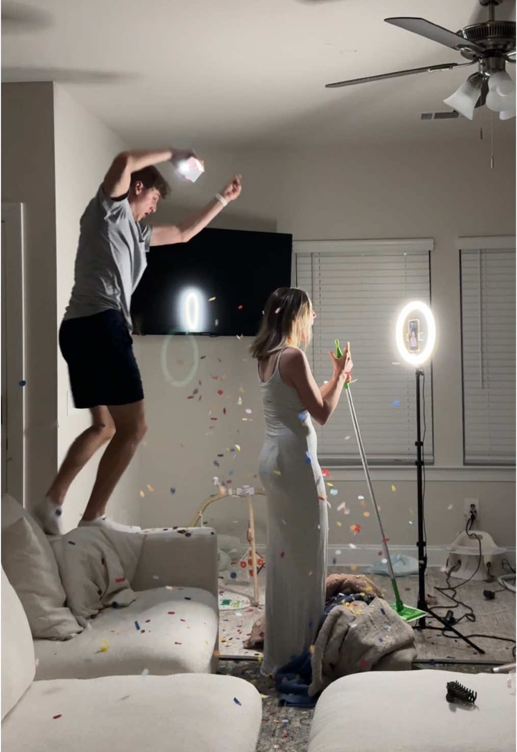 Of course he stepped on it 🤦🏼‍♀️ Who wants to see the final result?! #couple #dance #bts #funny #Relationship #thequistfamily 