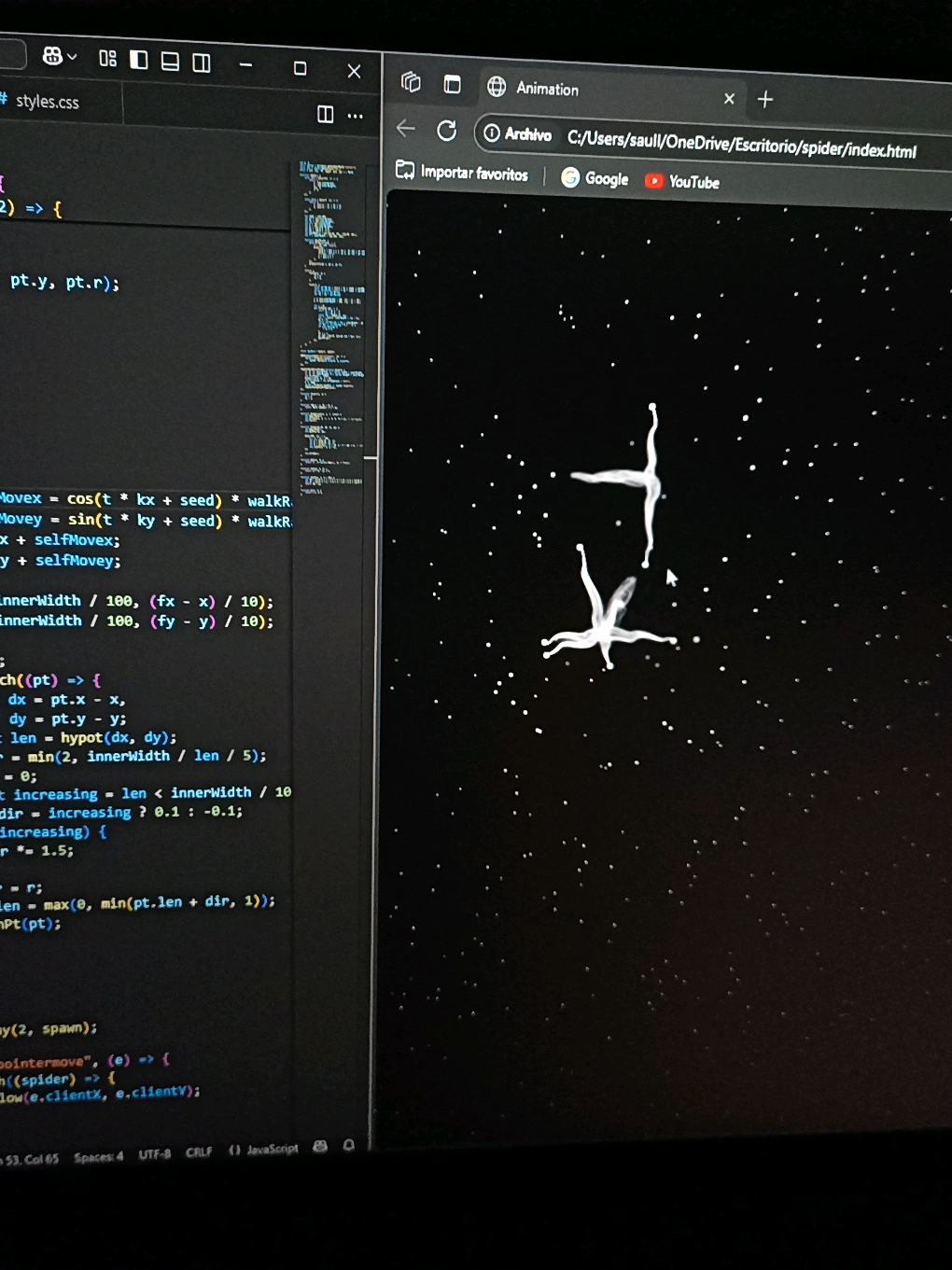 Araña Interactiva  @AleGoat 🐐 @tmotty #programacion #javascript #interactive #animation #wallpaper #htmlcss #foruyou #coding #spider 