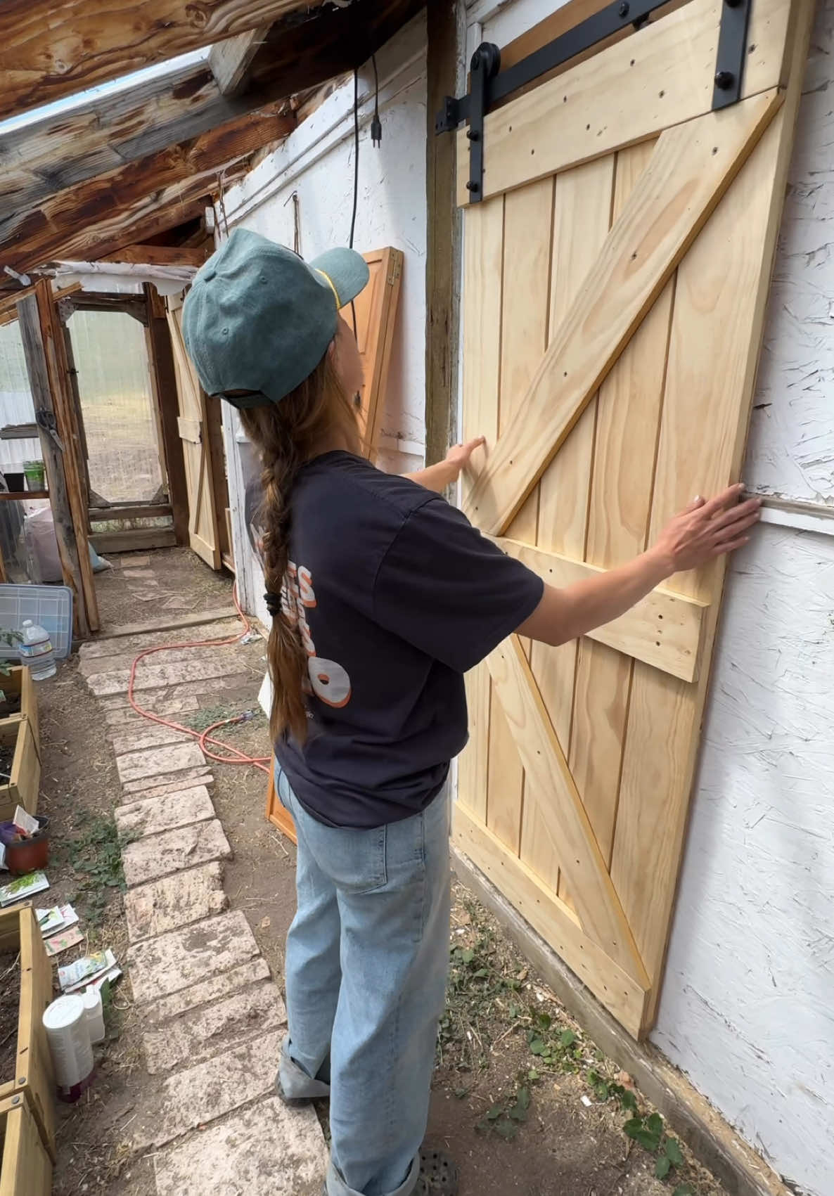 i forgot to show it but i also moved the wiring/outlets to run along the ceiling so they’re out of goat reach! #montana #homestead #ranchlife #cabin #goats #springdiy #DIY 