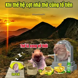 Khi thế hệ cợt nhả thờ cũng tổ tiên#meme #catmeme 