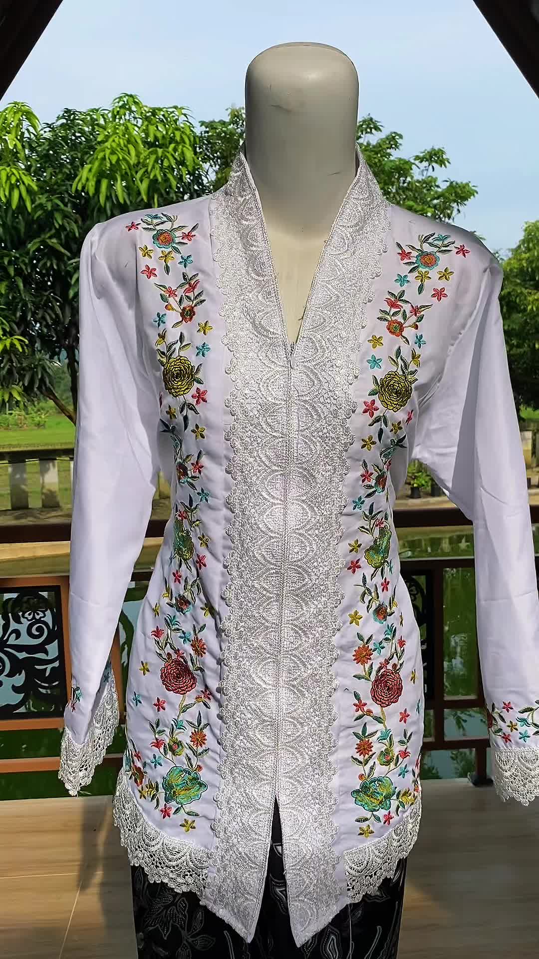 BAJU ATASAN KEBAYA WANITA DEWASA KATUN BORDIR WARNA KOMBINASI RENDA CANTIK MEWAH DRESS HITAM 