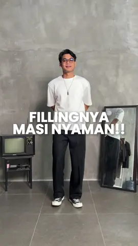 rekomendasi celana bahan cuttingan loose bahan semi wol #celanaloose #loosepants #celanapria #loosejeans #celanabahan #celanaformal #celanapriaformal #cleanoutfits 