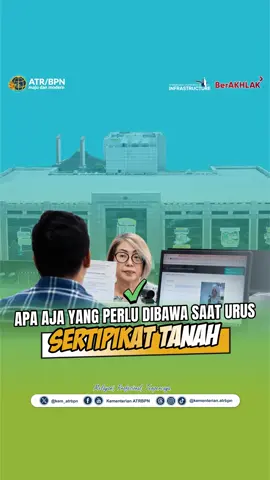 Halo #SobATRBPN, masih bingung apa saja berkas yang perlu kamu bawa saat pengurusan sertipikat tanah? Sini Minaru kasih tau apa saja yang perlu kamu bawa. Jangan lupa urus sendiri sertipikatmu karena kini sudah mudah! Selengkapnya tonton video berikut ya, Sob☝🏻 #IndonesiaLengkap #ATRBPNKiniLebihBaik #ATRBPNMajudanModern #MelayaniProfesionalTerpercaya