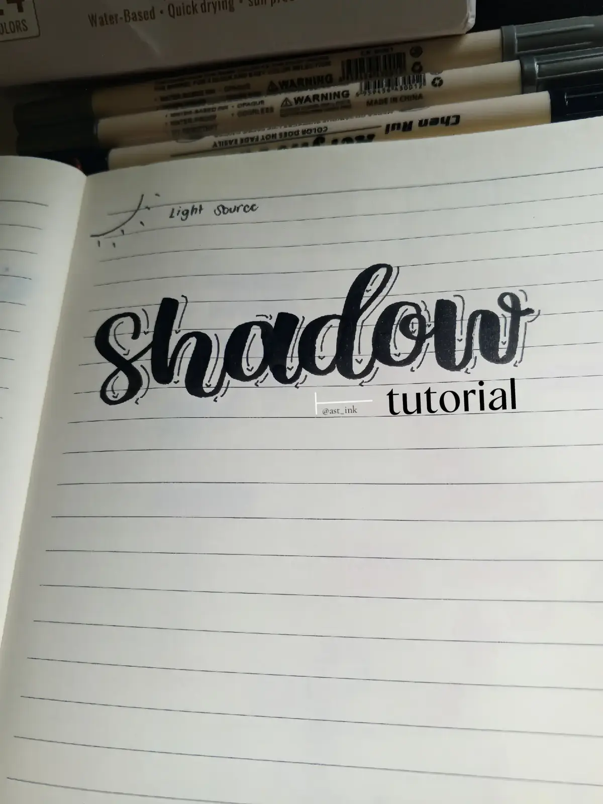Calligraphy shadow, A to Z tutorial #calligraphywriting #calligraphydesign #calligraphybyastin #studytok #brushpen #foryouu #fyp 